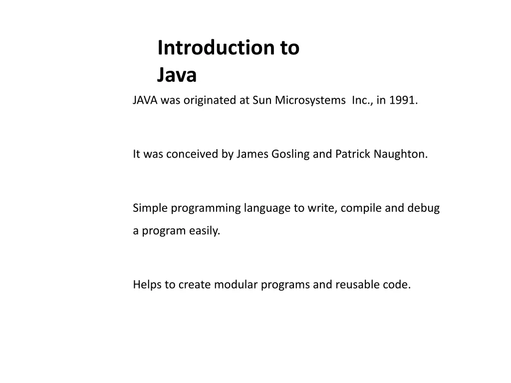 introduction to java