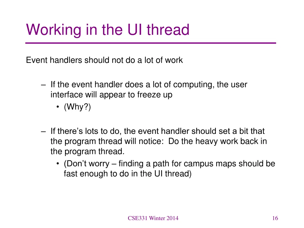 working in the ui thread