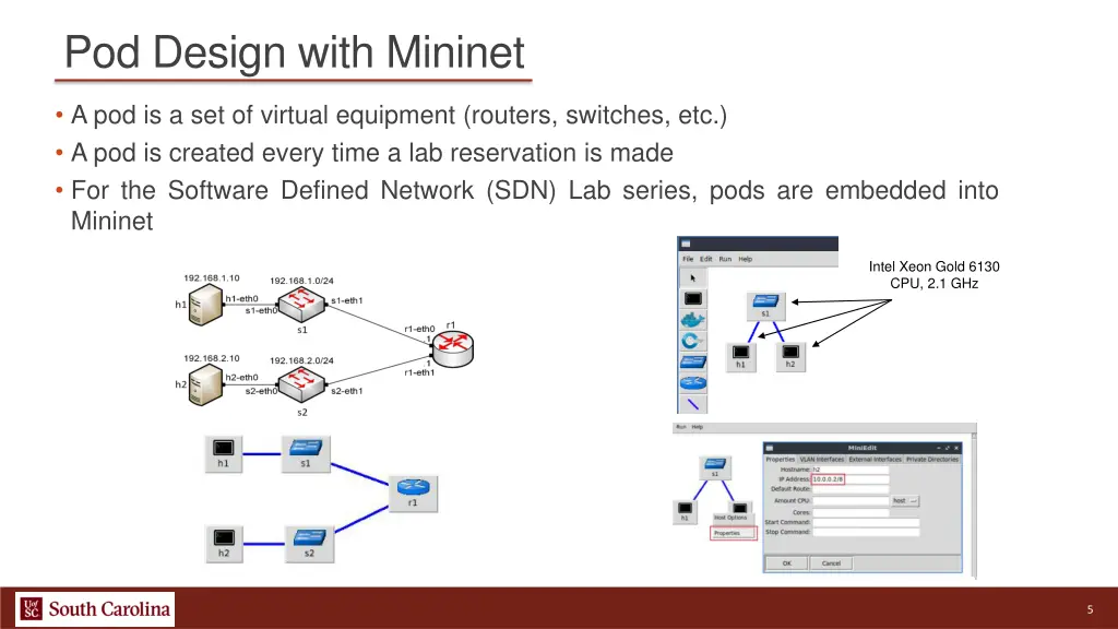 pod design with mininet
