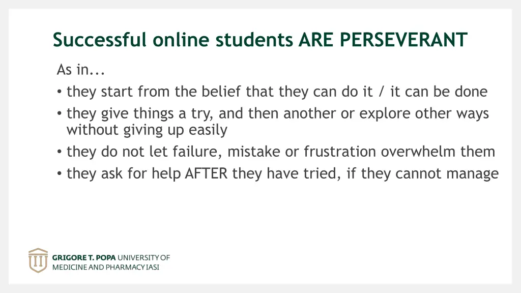 successful online students are perseverant