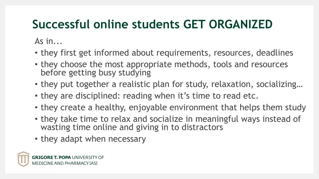 successful online students get organized