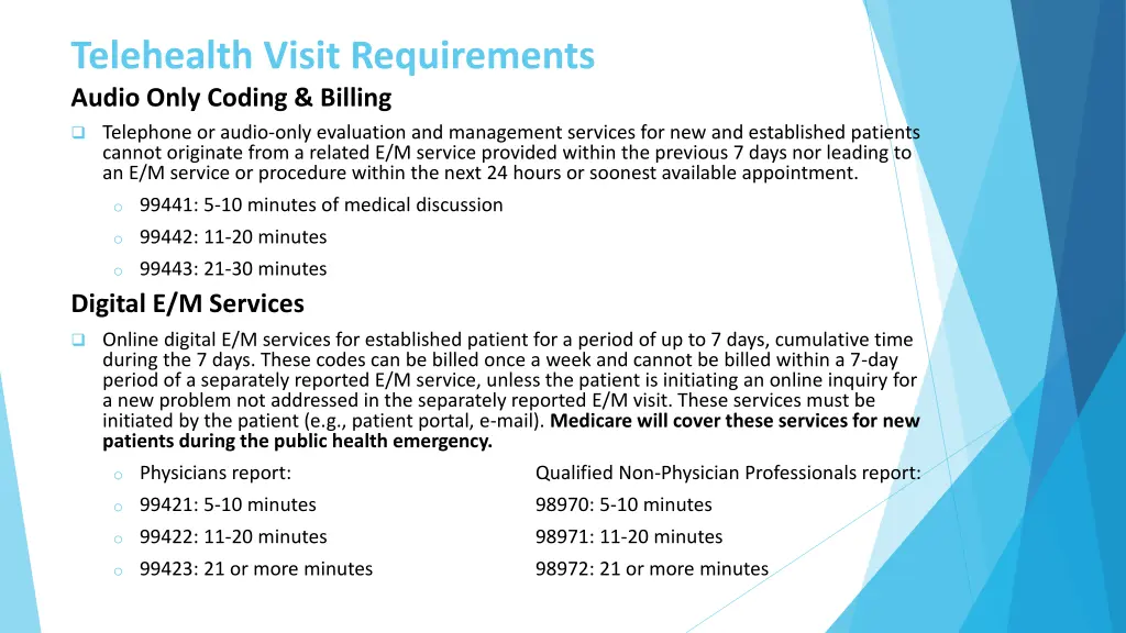 telehealth visit requirements