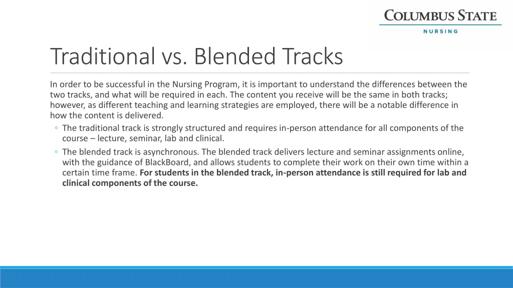traditional vs blended tracks