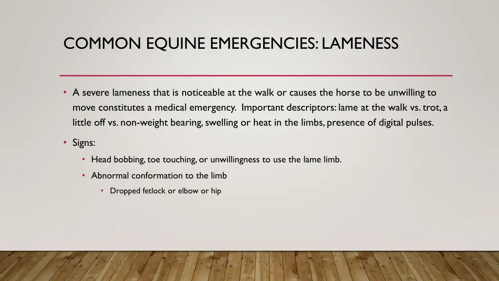 common equine emergencies lameness