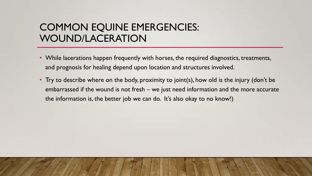 common equine emergencies wound laceration