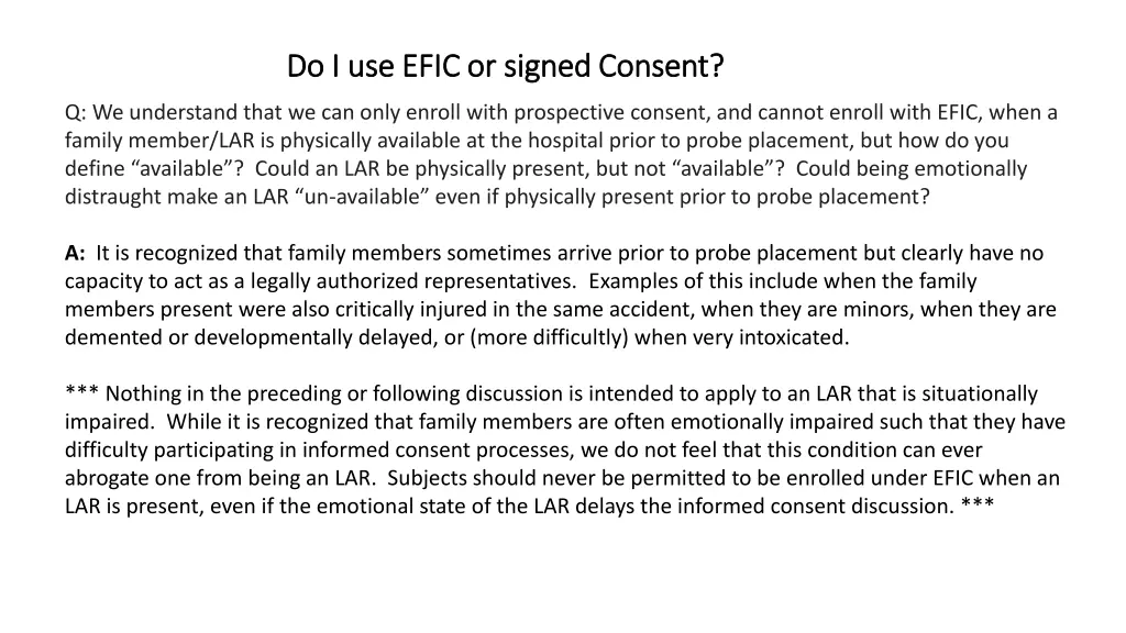 do i use efic or signed consent do i use efic