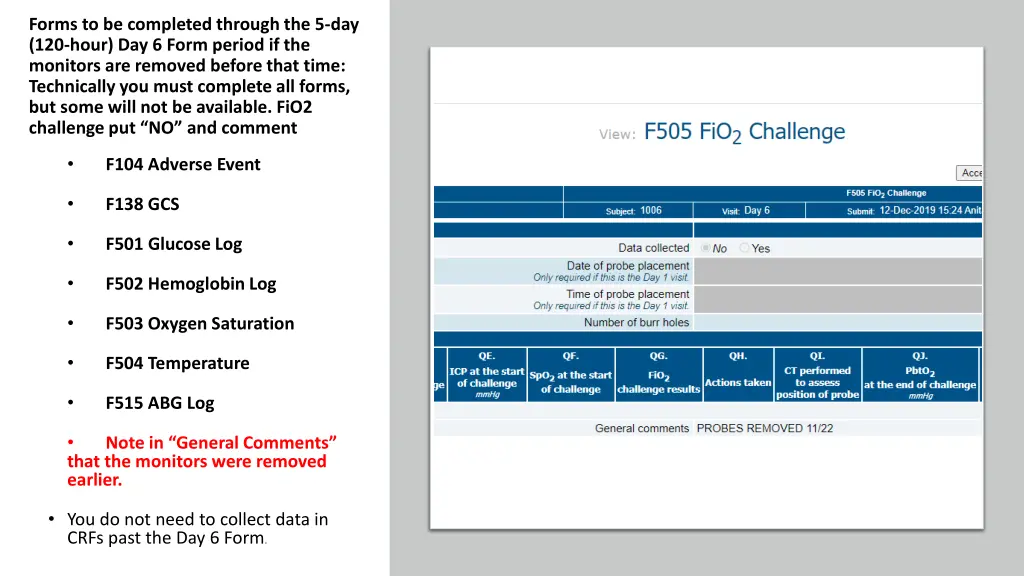 forms to be completed through the 5 day 120 hour