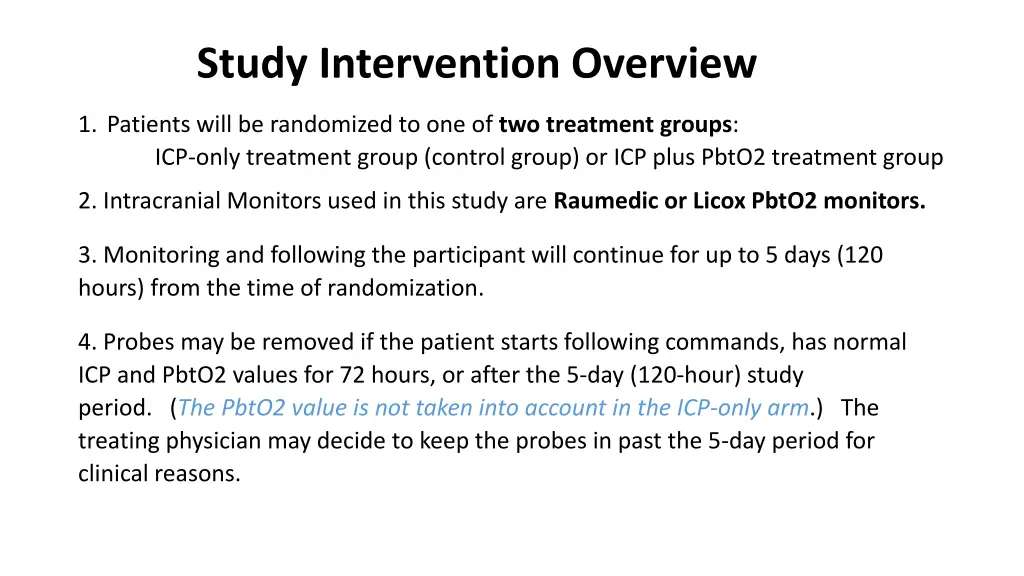 study intervention overview
