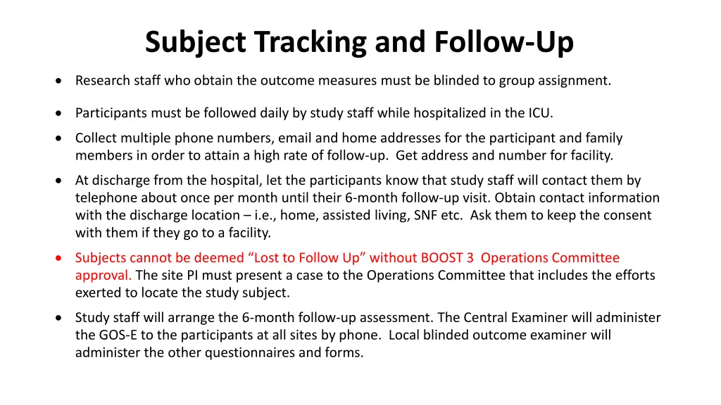 subject tracking and follow up