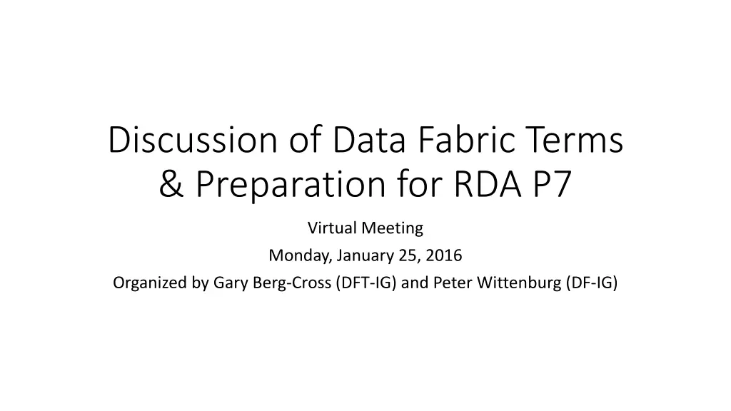 discussion of data fabric terms preparation