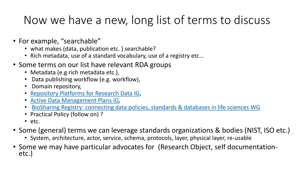 now we have a new long list of terms to discuss