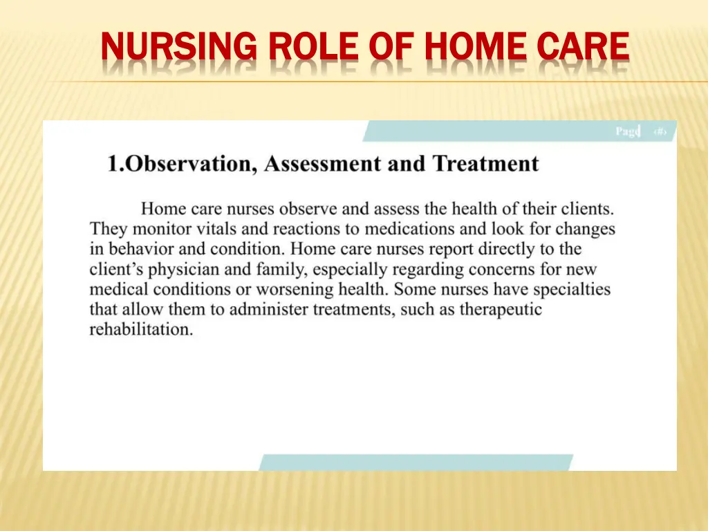 nursing role of home care nursing role of home