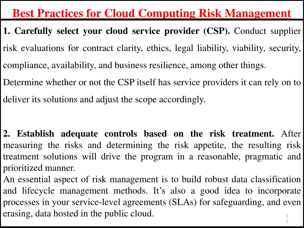best practices for cloud computing risk management