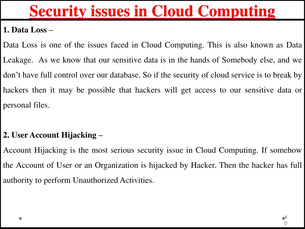 security issues in cloud computing
