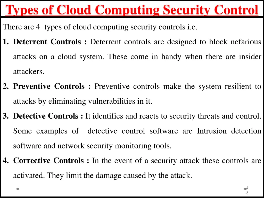 types of cloud computing security control