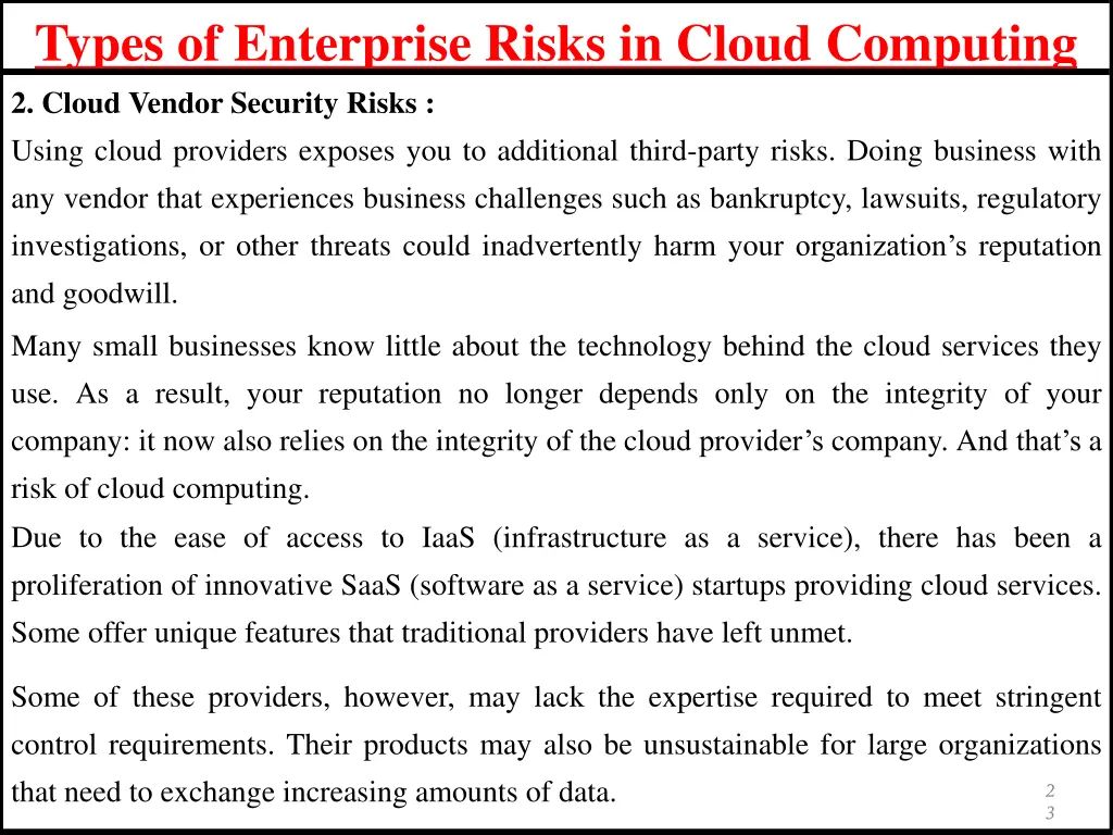 types of enterprise risks in cloud computing 2