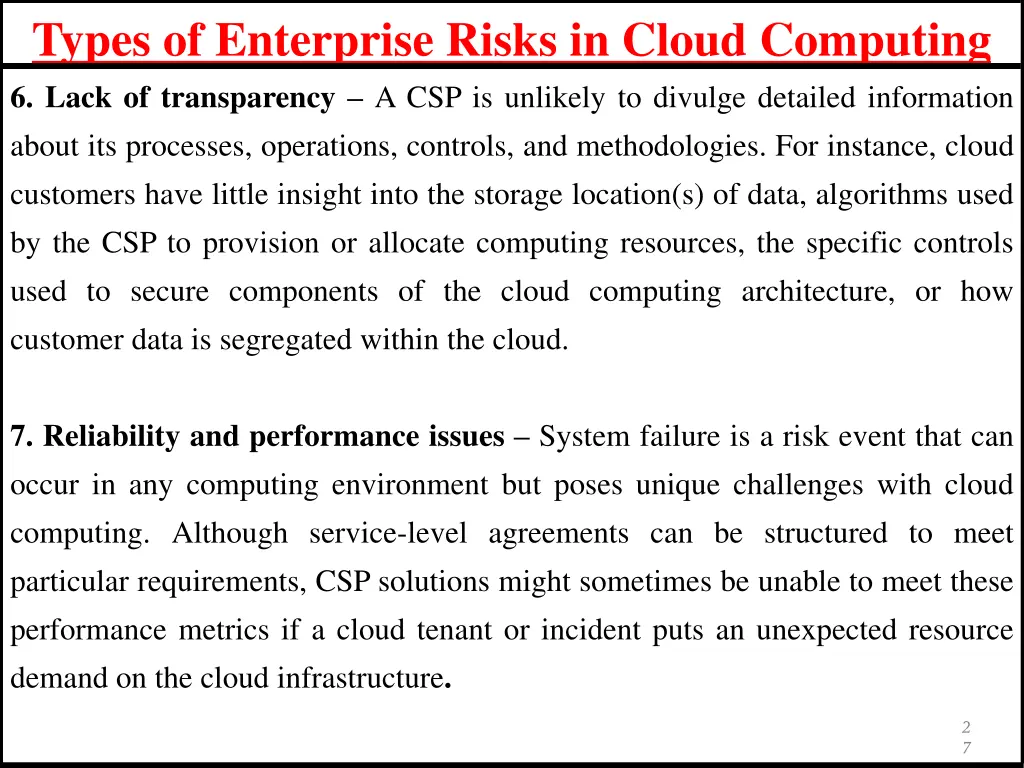 types of enterprise risks in cloud computing 6