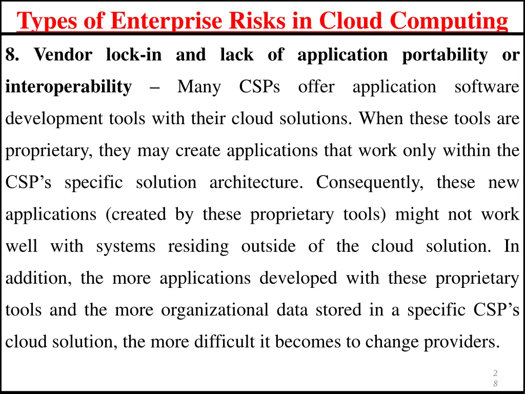 types of enterprise risks in cloud computing 7