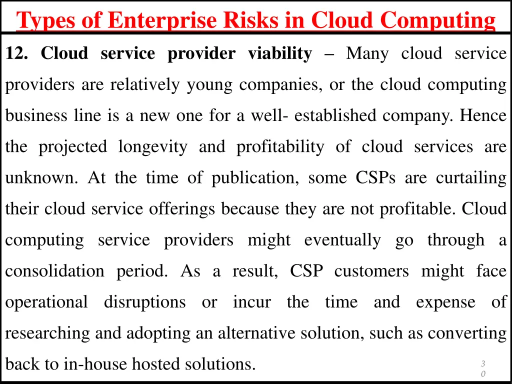 types of enterprise risks in cloud computing 9