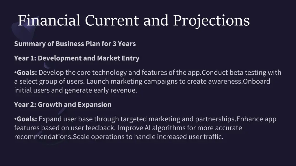 financial current and projections