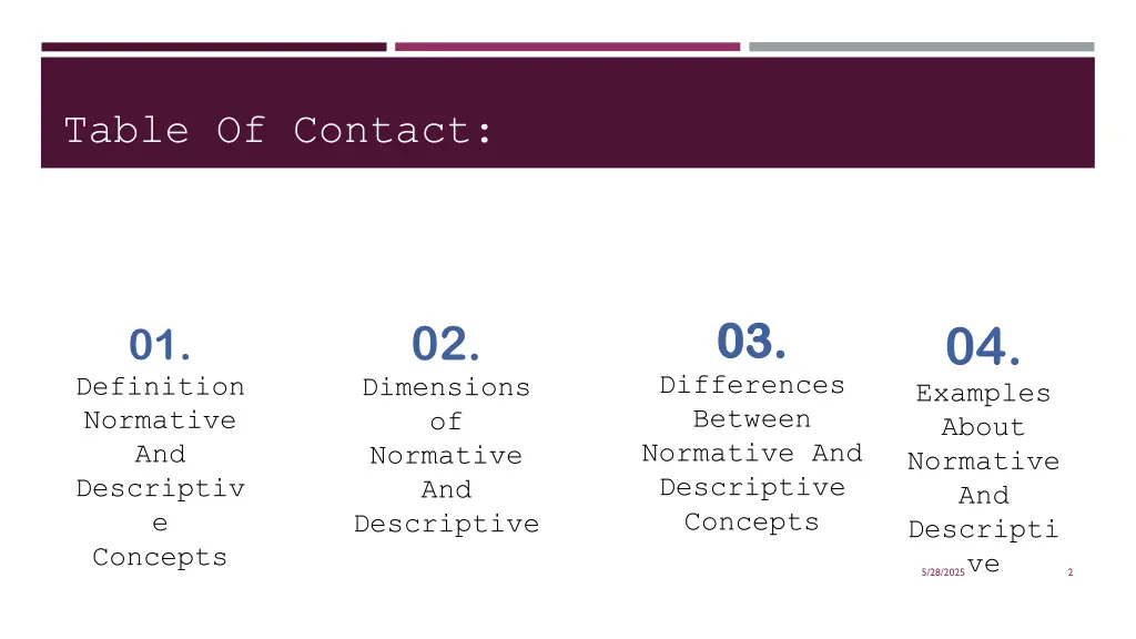 table of contact