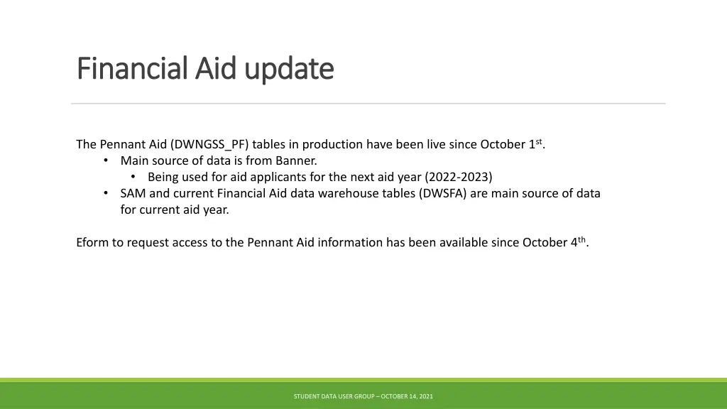 financial aid update financial aid update