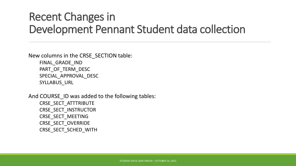 recent changes in recent changes in development 1
