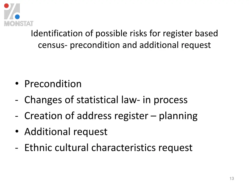 identification of possible risks for register