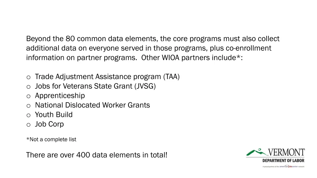 beyond the 80 common data elements the core