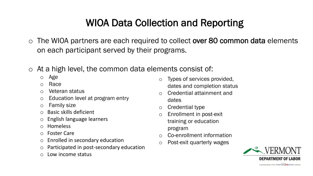 wioa data collection and reporting wioa data