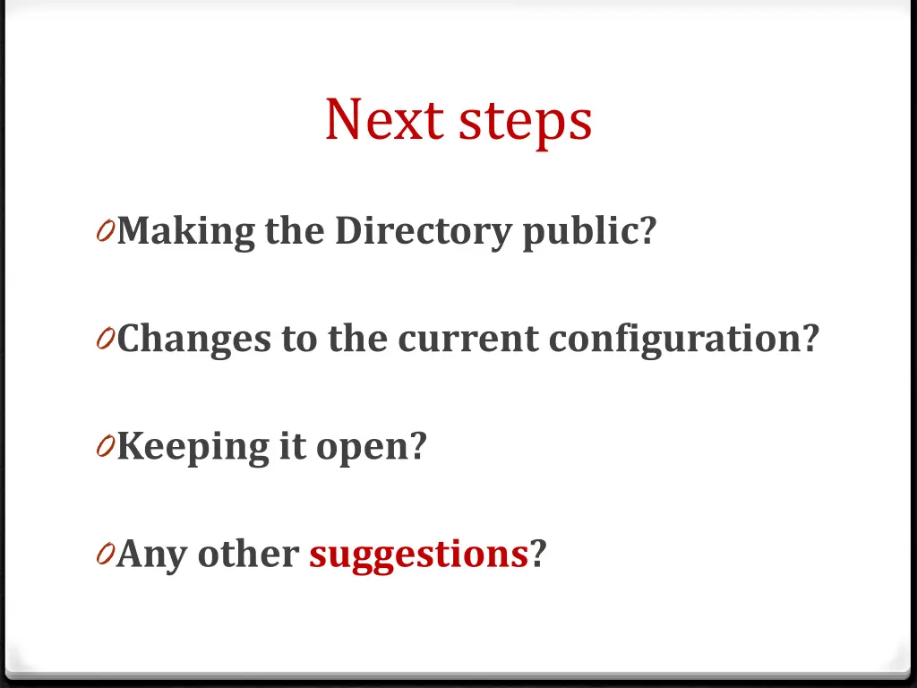 next steps