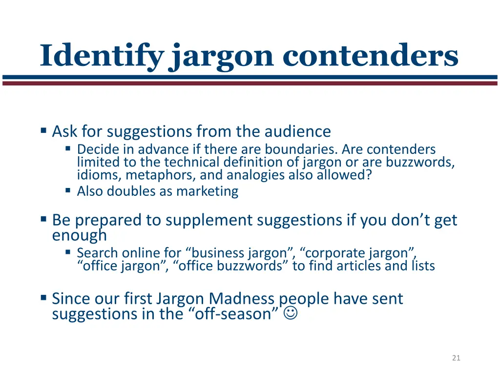 identify jargon contenders
