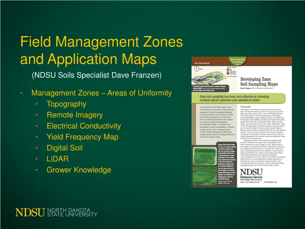 field management zones and application maps ndsu
