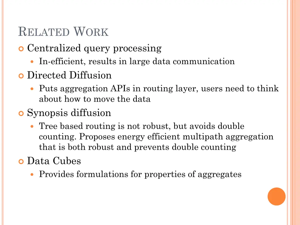 r elated w ork centralized query processing