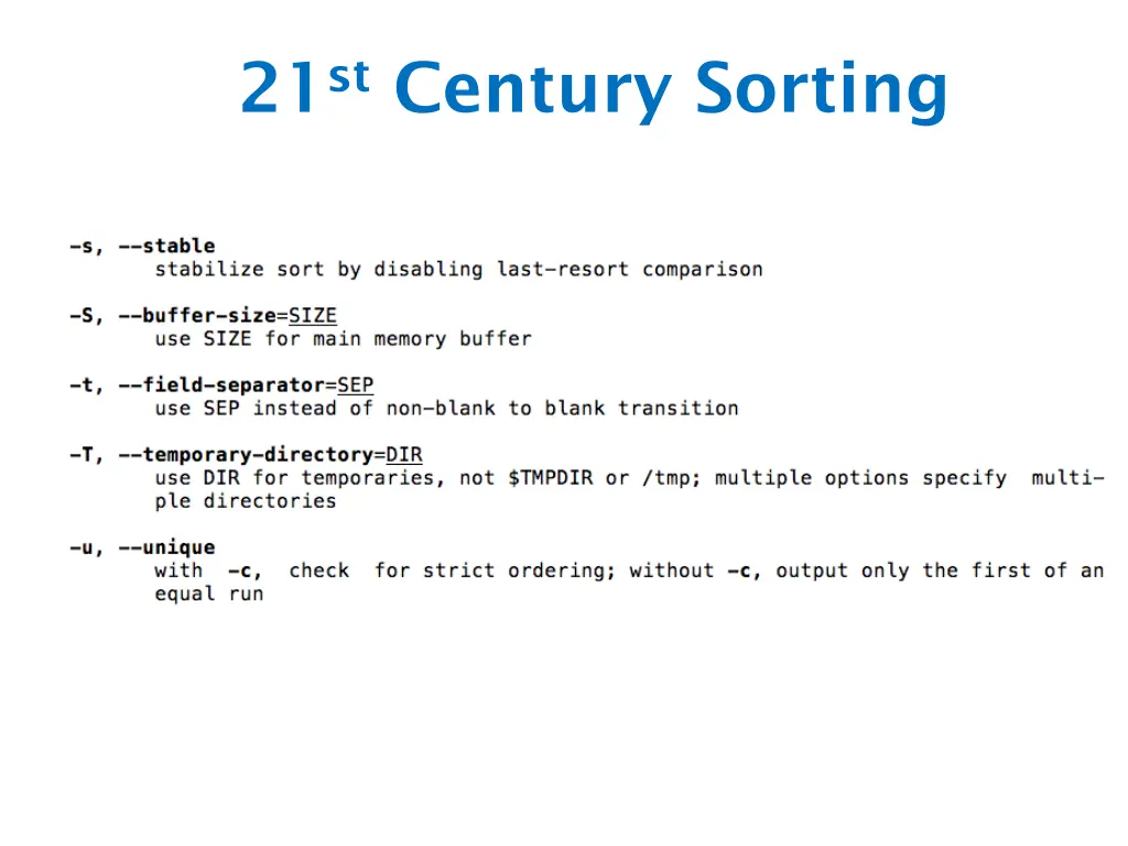 21 st century sorting
