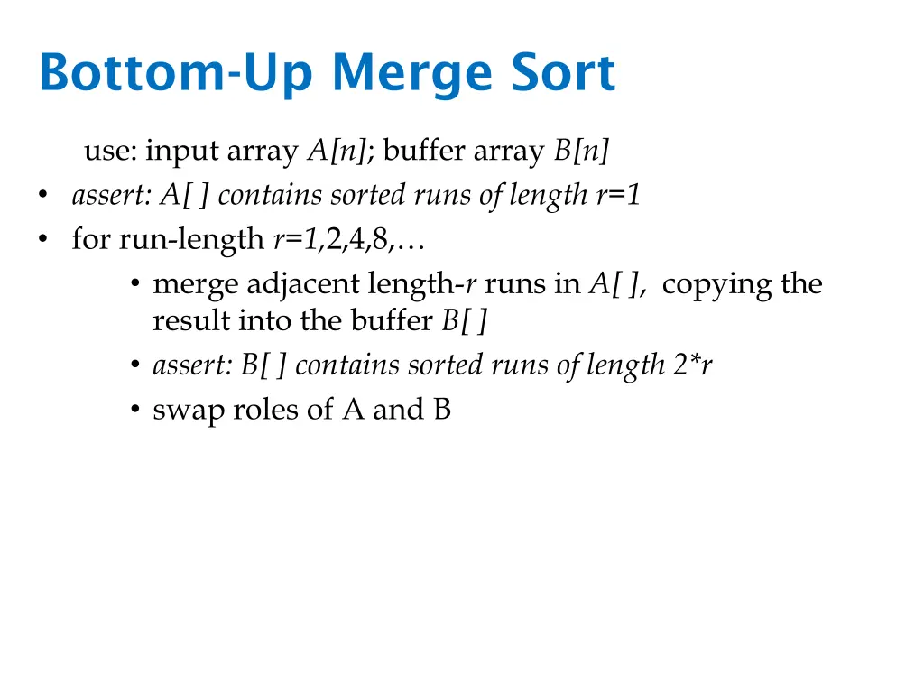 bottom up merge sort