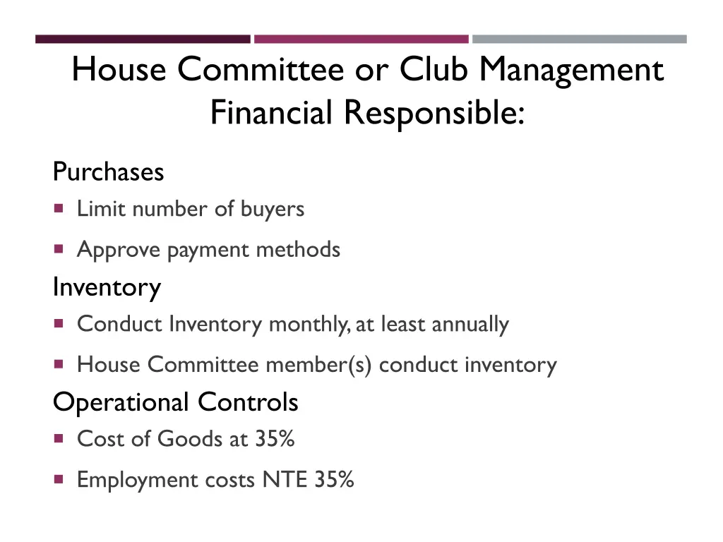 house committee or club management financial 1