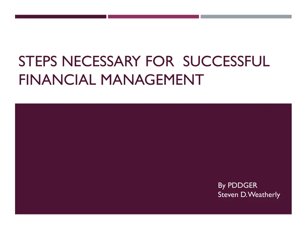 steps necessary for successful financial