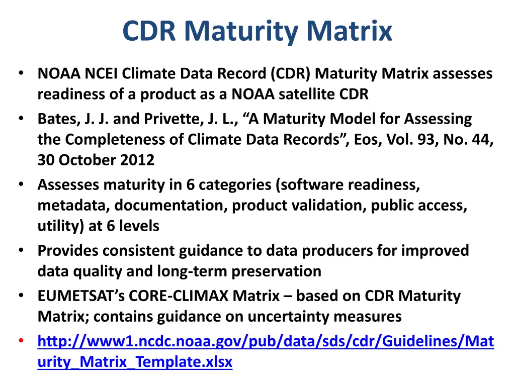 cdr maturity matrix