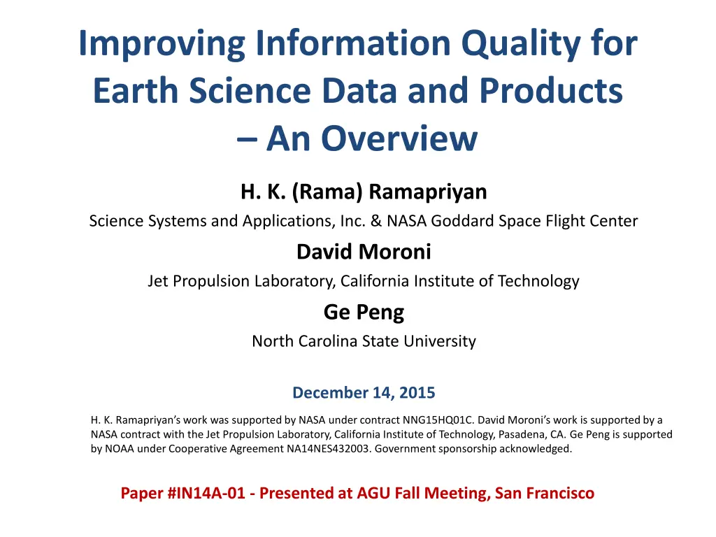 improving information quality for earth science