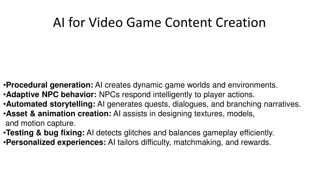 ai for video game content creation