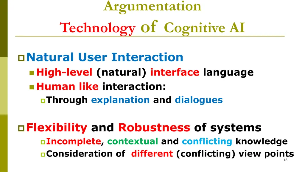argumentation technology of cognitive ai