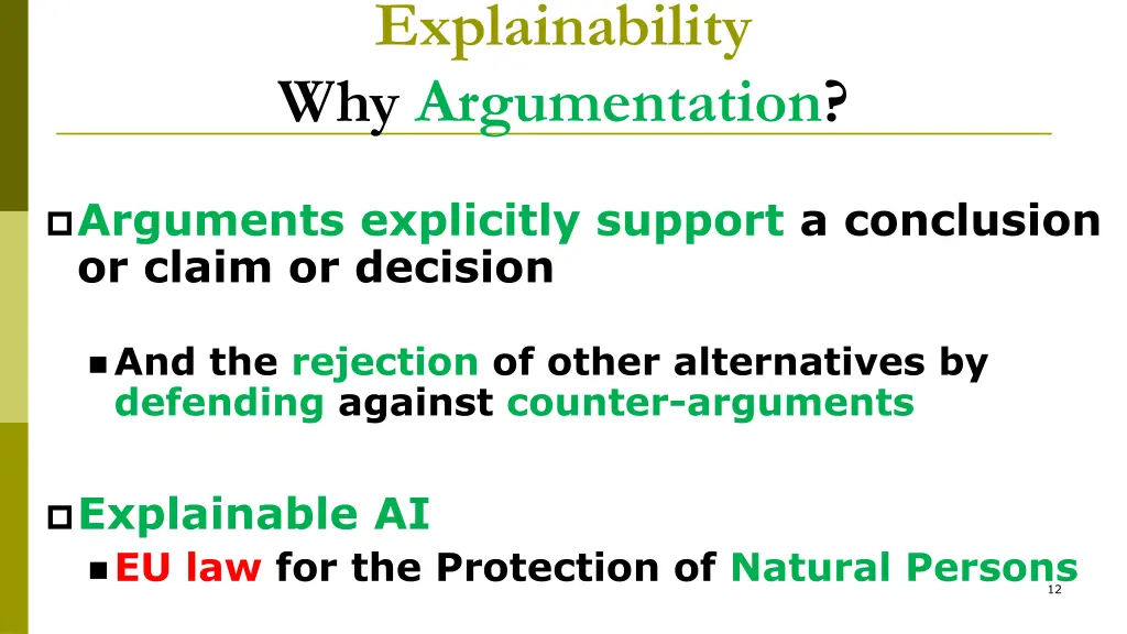 explainability why argumentation