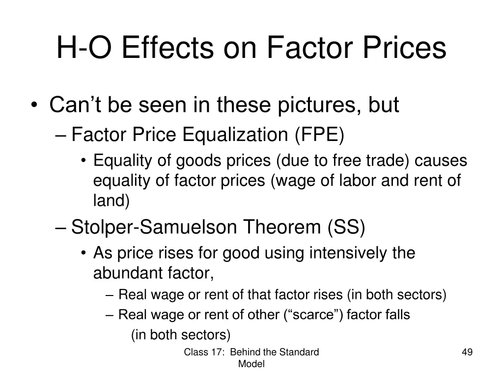 h o effects on factor prices