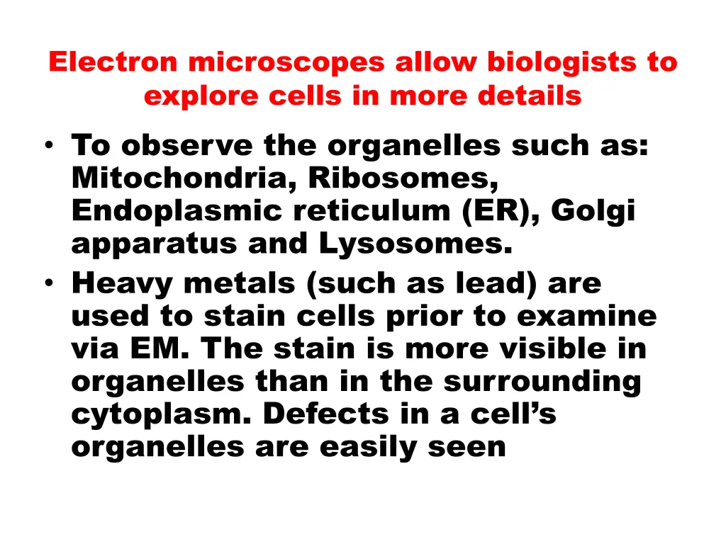 electron microscopes allow biologists to explore