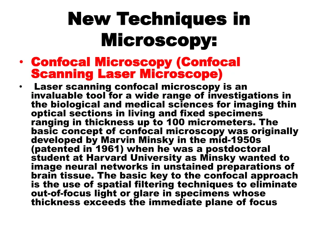 new techniques in new techniques in microscopy