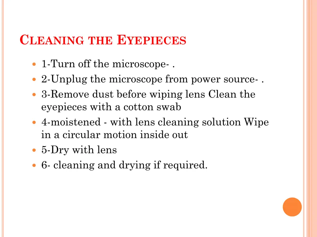 c leaning the e yepieces