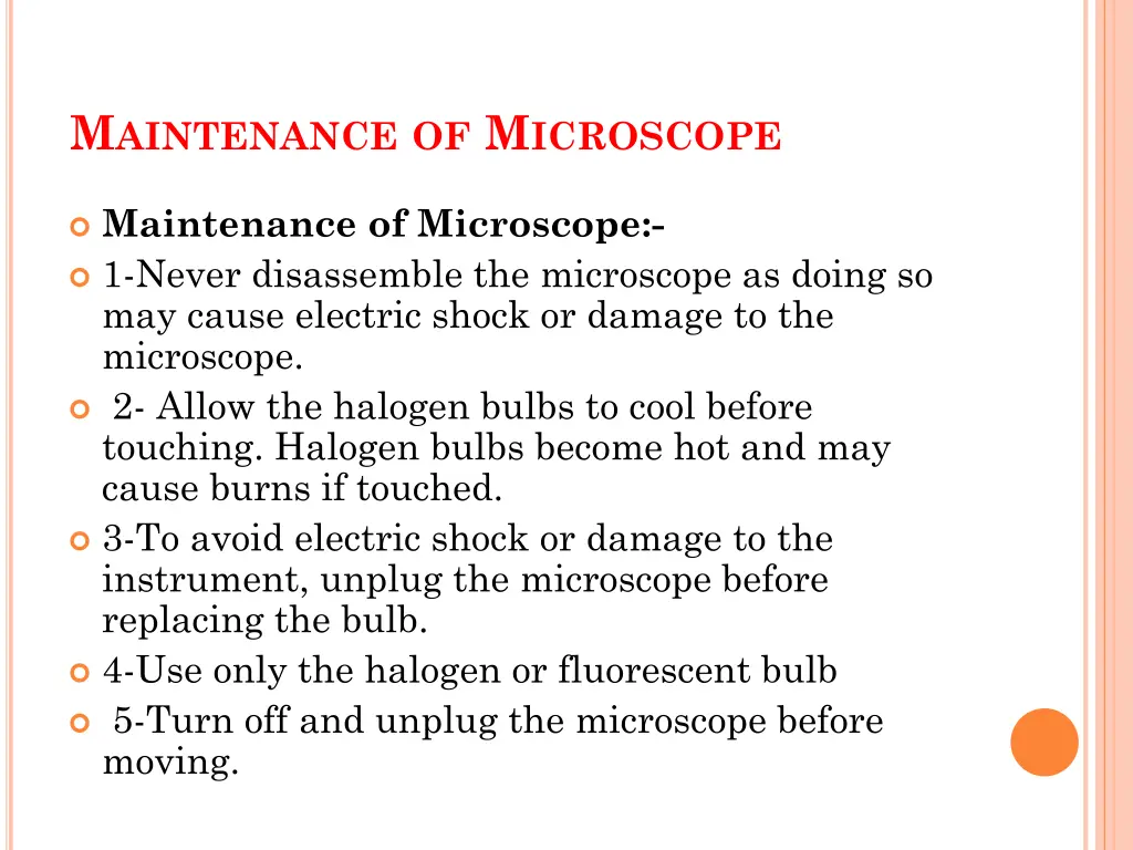 m aintenance of m icroscope