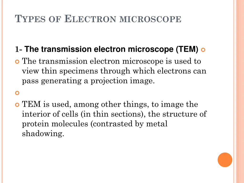 t ypes of e lectron microscope