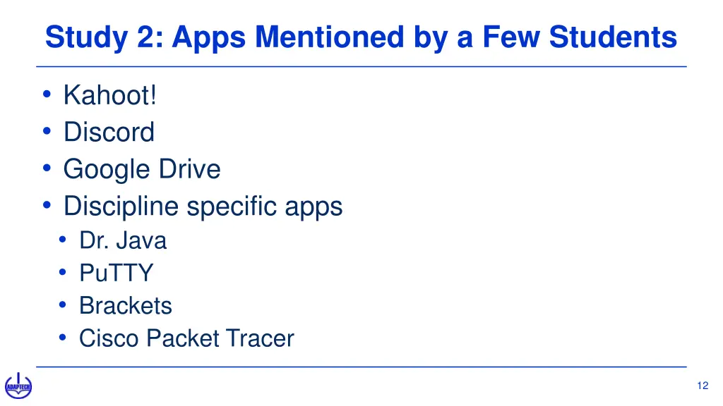 study 2 apps mentioned by a few students